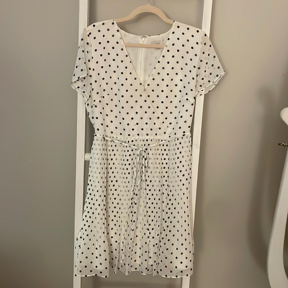 Loft Black and White Polka Dot Dress